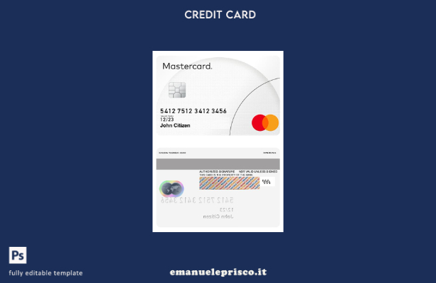 modello di progettazione classico psd campione Mastercard stile verificato